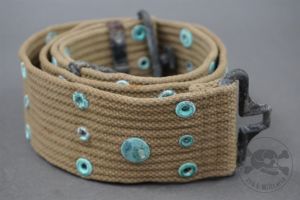 Original US WWII M1936 Web Pistol Belt Marked USMC