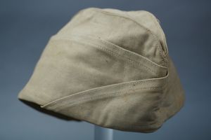 Original US WWII Tan EM Overseas Cap Size 7 3/8