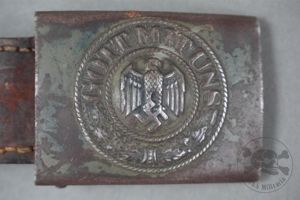 Original German WWII Heer Steel Belt Buckle With Leather Tab …