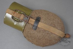 Original German WWII Non-Matching .7 Liter Canteen With Web Strap