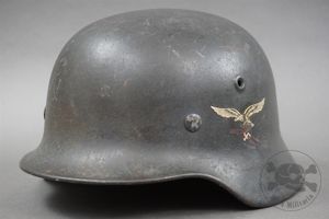 Original German WWII M40 Luftwaffe Single Decal Helmet ET66