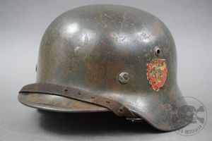 Original German WWII M35 SA-Felderrnhalle Double Decal Helmet EF62