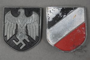 Original German WWII Heer Tropical Pith Helmet Shield Non-Matching Set