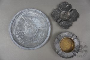 Original Pre-WWII Nürnberg Rally Commemorative Pewter Plate And Ashtrays (2) …