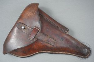 Original German WWII Police P08 Brown Leather Holster Dated 1942