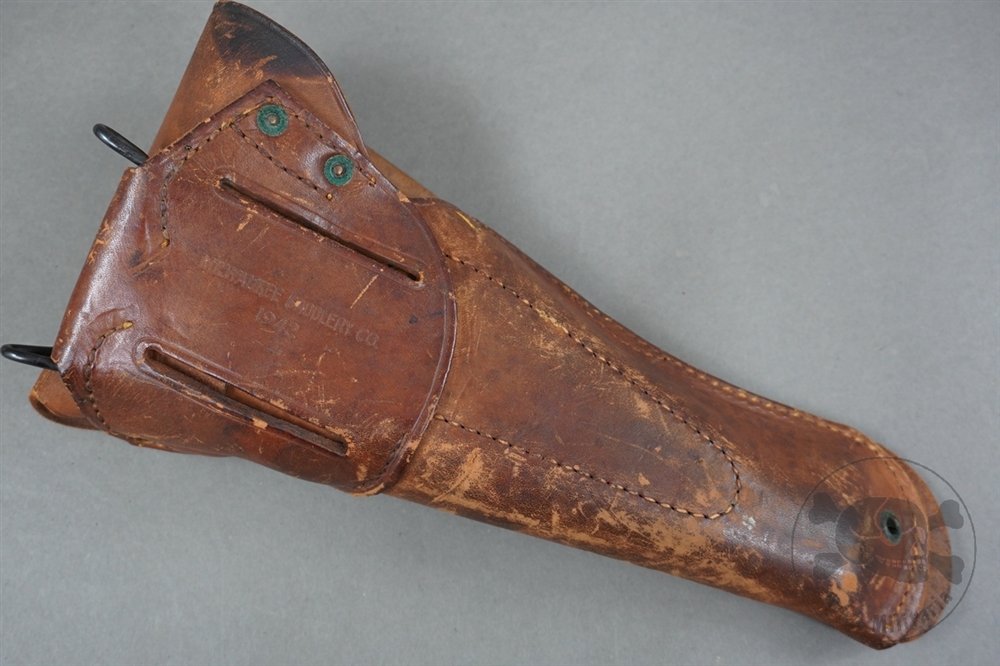 Original US WWI M1911 Leather Holster By Milwaukee Saddlery Co 1942 With Web Pistol Belt — image 4