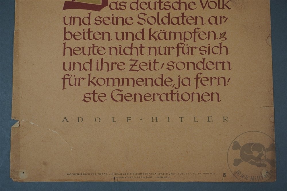 Original Third Reich Wochenspruch der NSDAP Propaganda Poster Featuring Adolf Hitler Quote — image 7