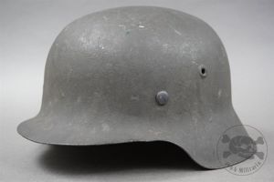 Original German WWII Heer/Waffen SS No Decal M42 Helmet EF68
