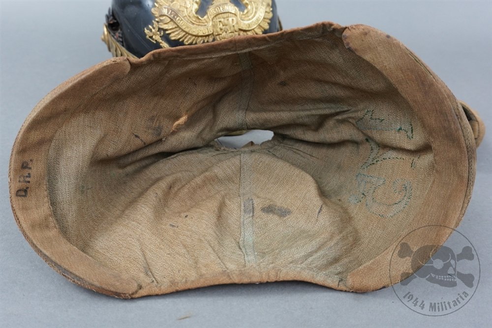 Original Imperial German WWI Officer's Pickelhaube Helmet With175th Infantry Regiment Helmet Cover — image 13