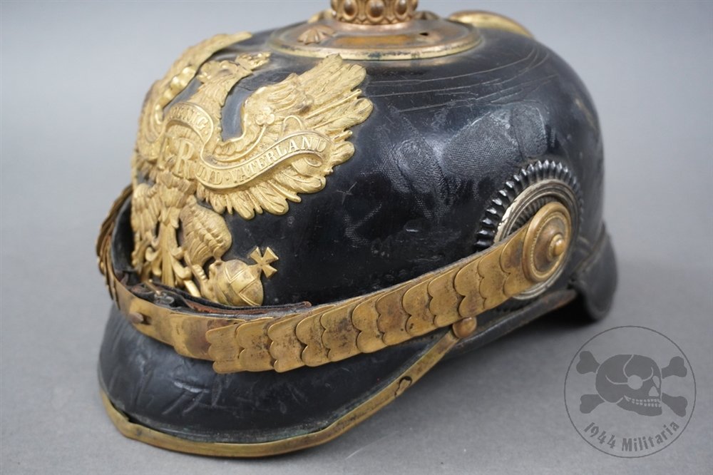 Original Imperial German WWI Officer's Pickelhaube Helmet With175th Infantry Regiment Helmet Cover — image 17