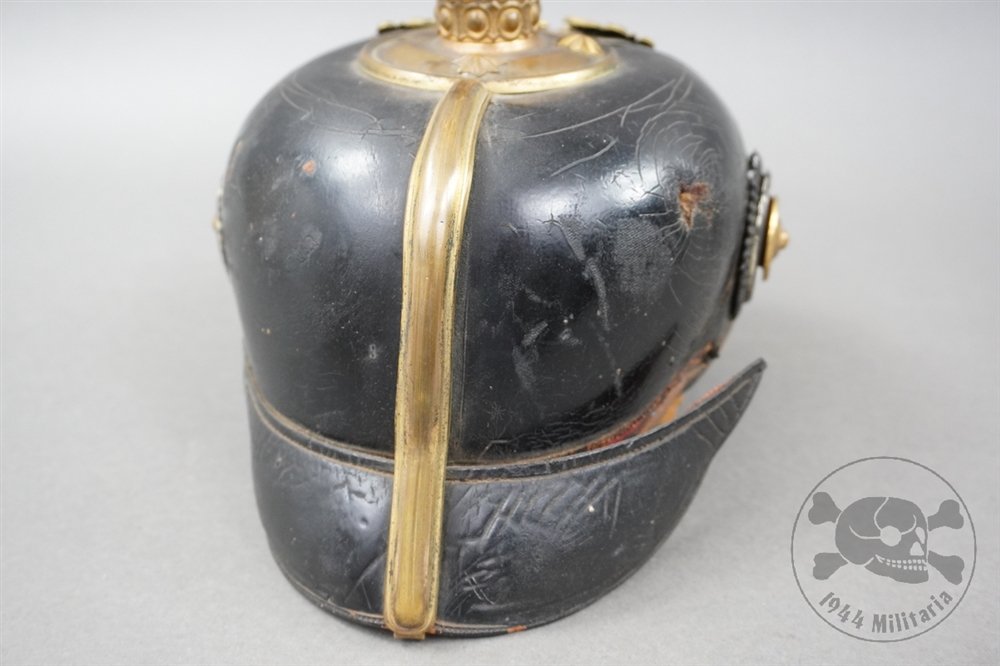 Original Imperial German WWI Officer's Pickelhaube Helmet With175th Infantry Regiment Helmet Cover — image 21
