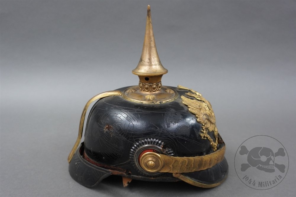 Original Imperial German WWI Officer's Pickelhaube Helmet With175th Infantry Regiment Helmet Cover — image 22