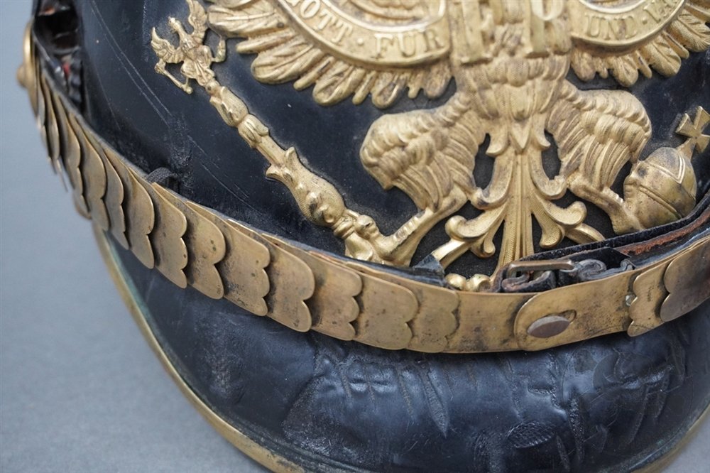 Original Imperial German WWI Officer's Pickelhaube Helmet With175th Infantry Regiment Helmet Cover — image 28