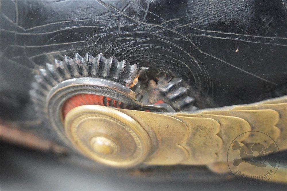 Original Imperial German WWI Officer's Pickelhaube Helmet With175th Infantry Regiment Helmet Cover — image 36