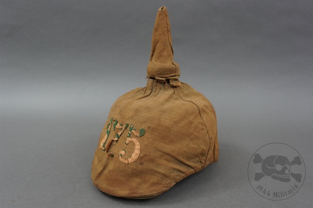 Original Imperial German WWI Officer's Pickelhaube Helmet With175th Infantry Regiment Helmet Cover — image 4
