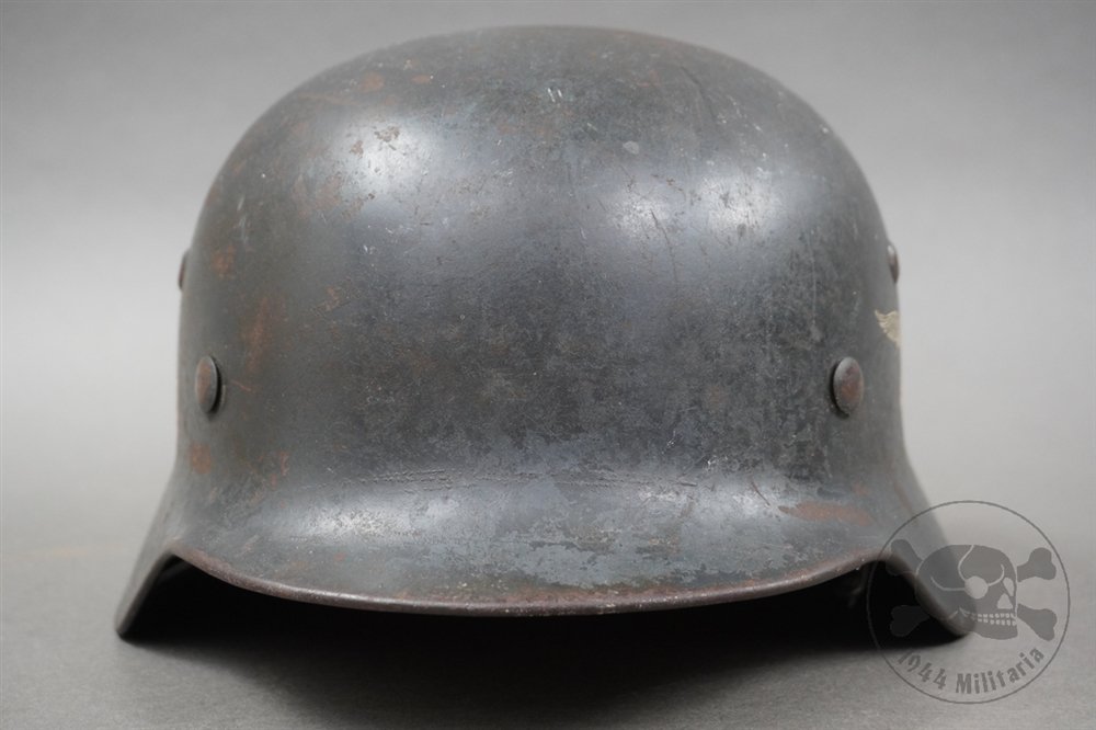 Original German WWII M35 Luftwaffe Double Decal Helmet ET66 — image 5