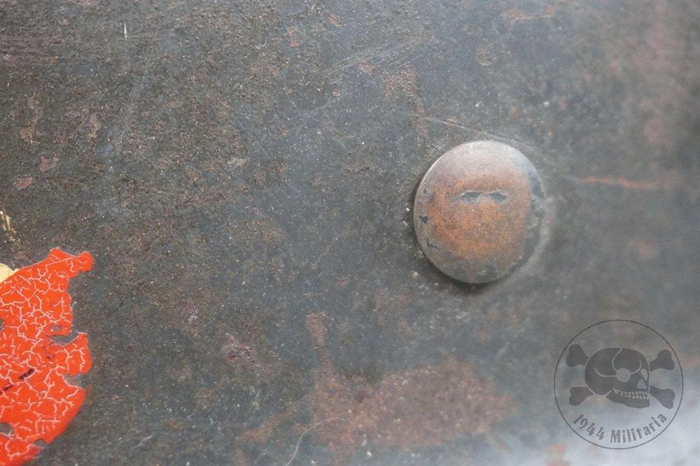 Original German WWII M35 Luftwaffe Double Decal Helmet ET66 — image 8