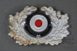 Original German WWII Heer Visor Cap Aluminum Wreath And Cockade