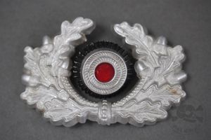 Original German WWII Heer Visor Cap Aluminum Wreath And Cockade