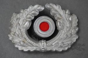 Original German WWII Heer Visor Cap Aluminum Wreath And Cockade