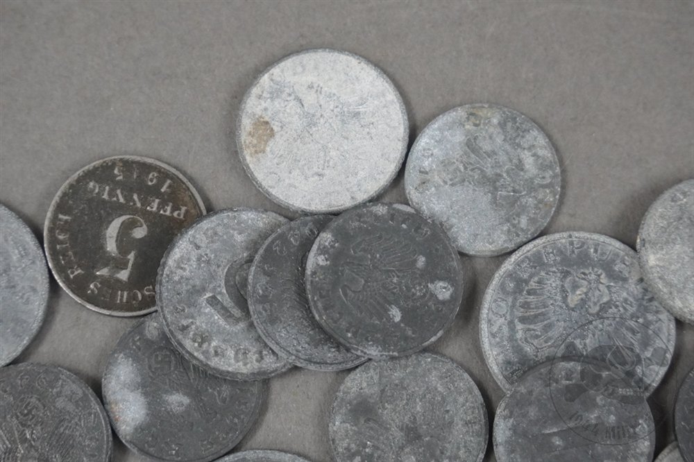 Original Third Reich Era Porcelain Sugar/Trinket Dish With Various Third Reich Coins — image 11