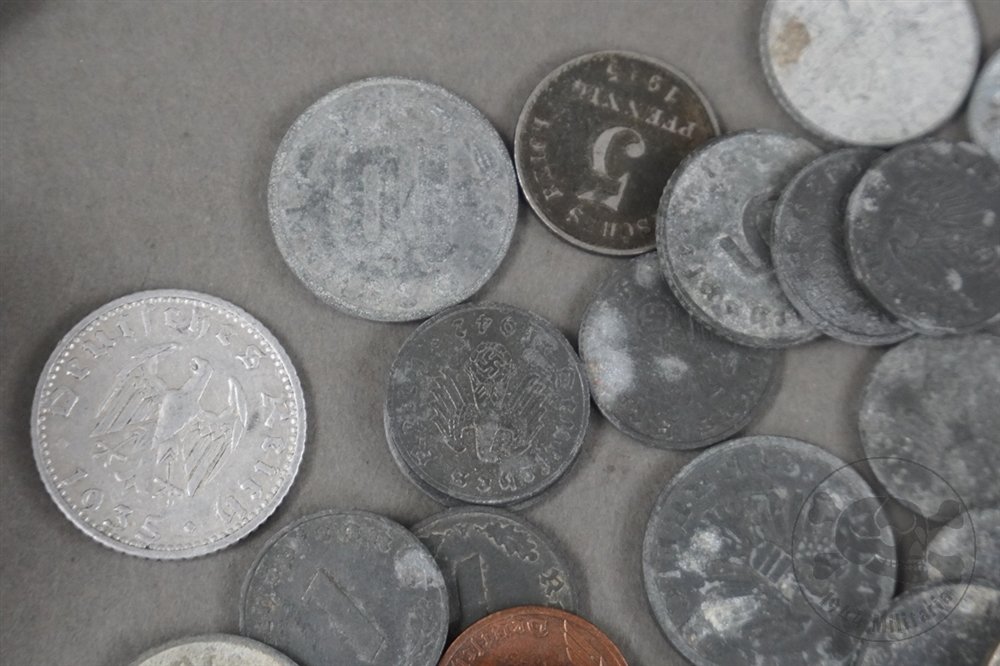 Original Third Reich Era Porcelain Sugar/Trinket Dish With Various Third Reich Coins — image 12