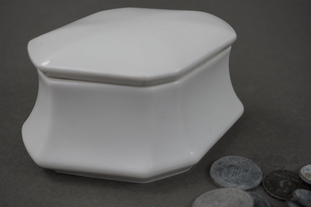 Original Third Reich Era Porcelain Sugar/Trinket Dish With Various Third Reich Coins — image 4