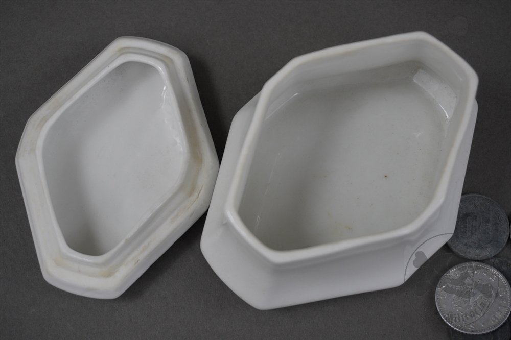 Original Third Reich Era Porcelain Sugar/Trinket Dish With Various Third Reich Coins — image 5