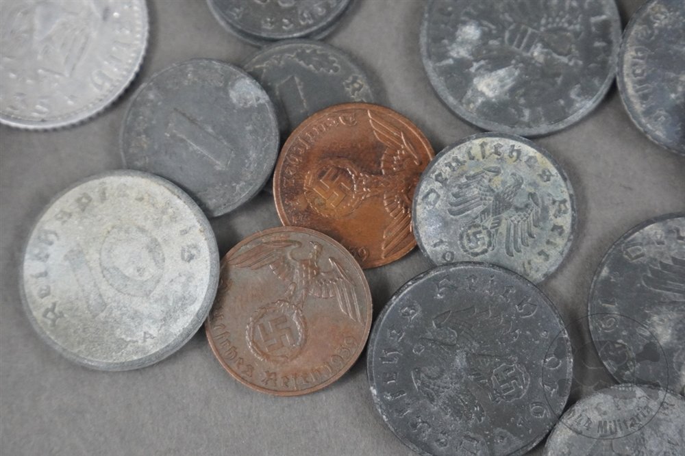 Original Third Reich Era Porcelain Sugar/Trinket Dish With Various Third Reich Coins — image 8