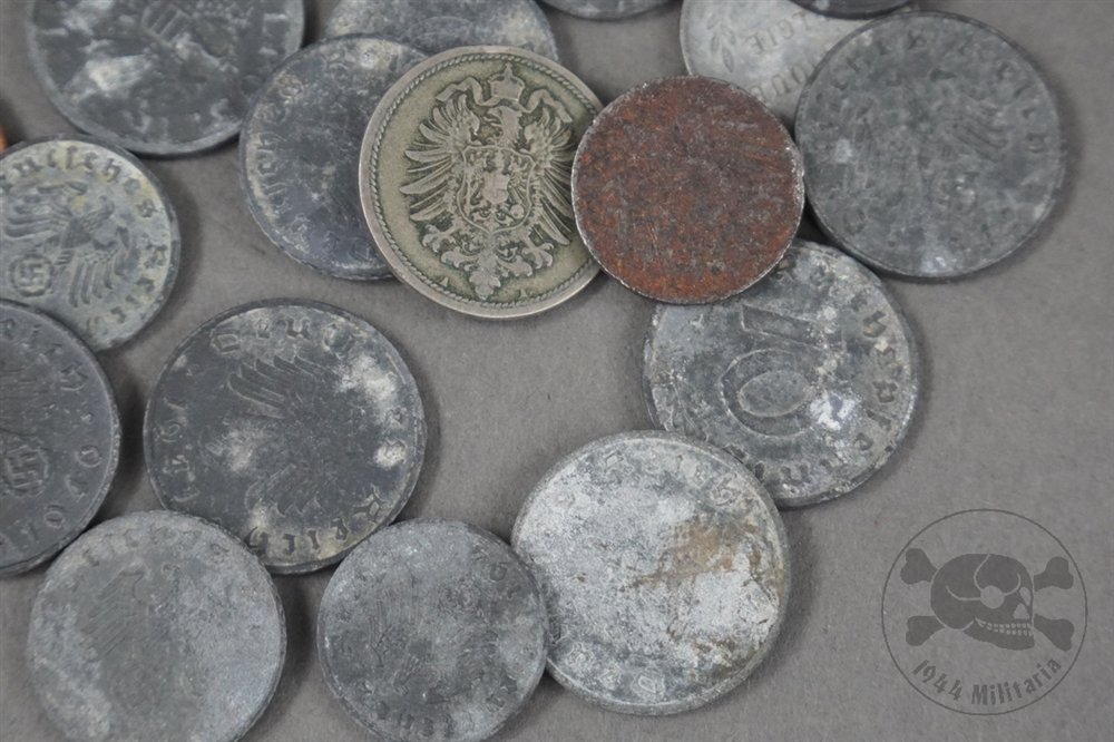 Original Third Reich Era Porcelain Sugar/Trinket Dish With Various Third Reich Coins — image 9