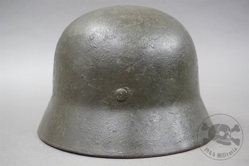 Original German WWII M35 Heer Ex-Double Decal Wood Chipped Camouflaged Helmet NS62 — image 13