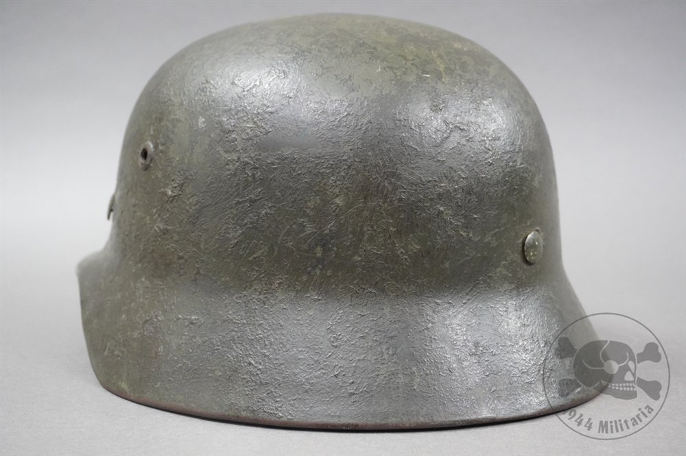 Original German WWII M35 Heer Ex-Double Decal Wood Chipped Camouflaged Helmet NS62 — image 16