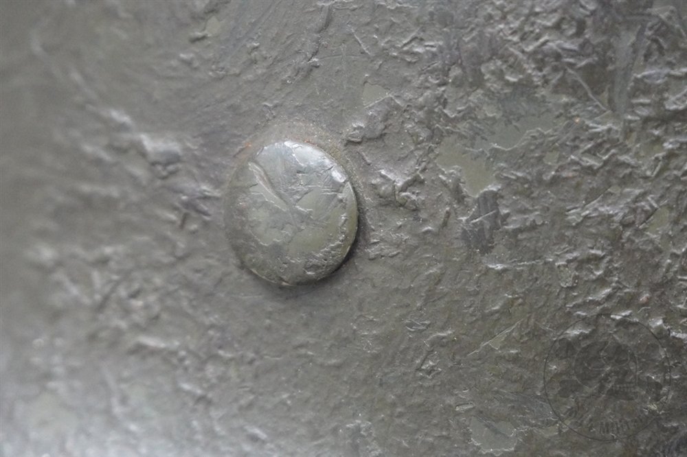 Original German WWII M35 Heer Ex-Double Decal Wood Chipped Camouflaged Helmet NS62 — image 5