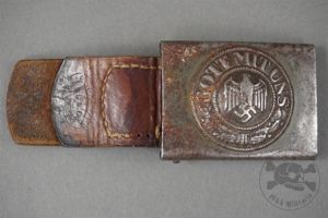 Original German WWII Heer Steel Belt Buckle With Leather Tab …