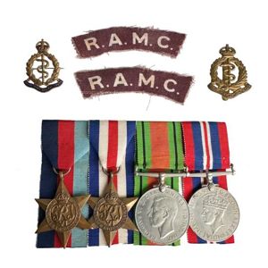 WW2 Medal Set & RAMC Shoulder Titles - Badges