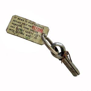 WW2 RAF Bomb Split Pin & Instruction Tag