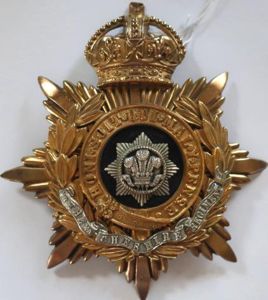 The Cheshire Regiment Officers Edwardian Blue Cloth Helmet Plate