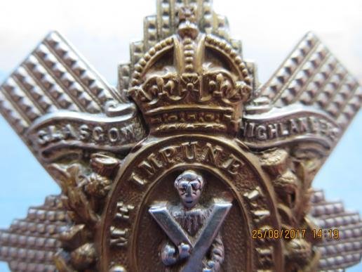 HLI Glasgow Highlanders post 1901 NCOs Glengarry badge — image 2