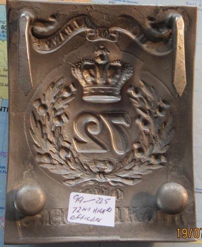 72nd Duke of Albany's own Highlanders Silvered Shoulder Belt Plate — image 2