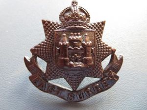 WW1 East Surrey Regiment Officers Bronze Field Service Cap Badge
