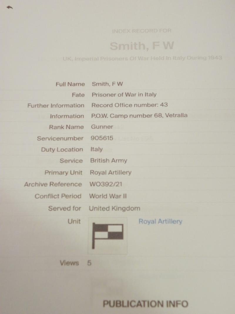 WW2 Africa Star Medal Group to Smith 88th HAA Regiment. Taken POW Tobruk. — image 7