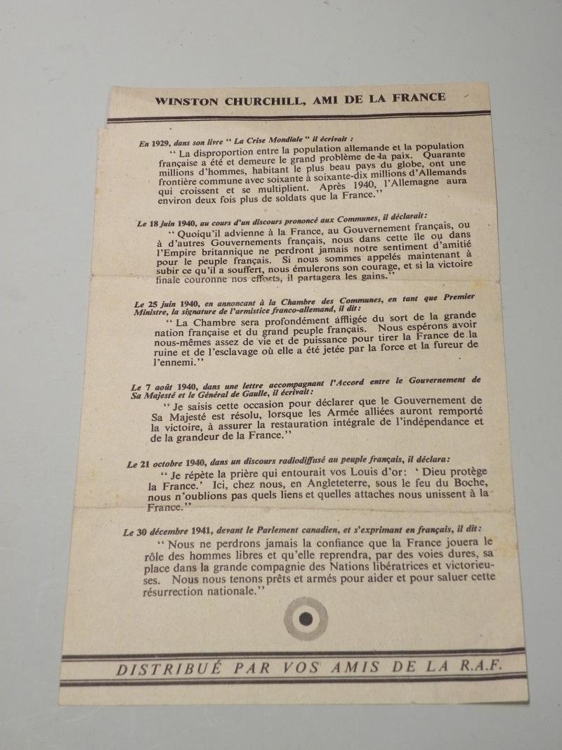 WW2 Era RAF Leaflet Drop to the French People about Churchill — image 2
