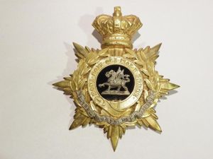 Superb Victorian East Kent Reg Officer's Helmet Plate.
