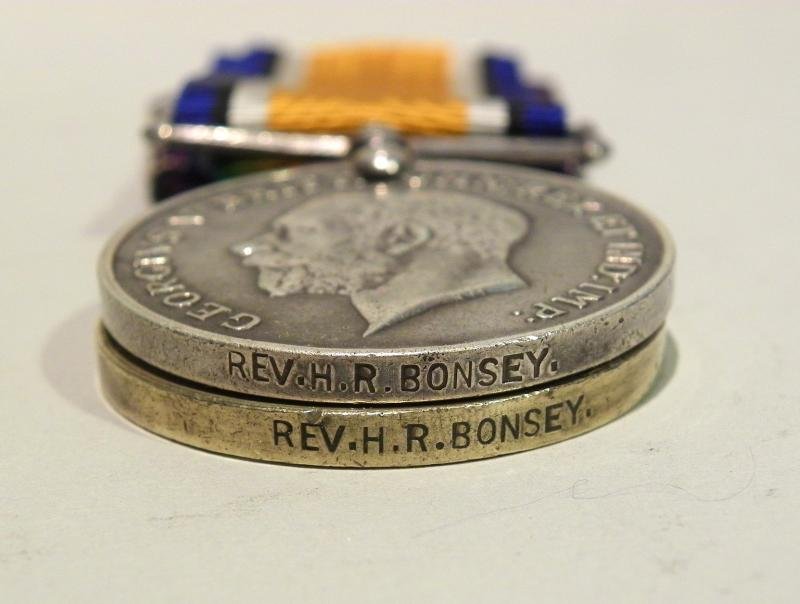 Scarce WW1 Medal Trio to Reverand Bonsey ACD. — image 4
