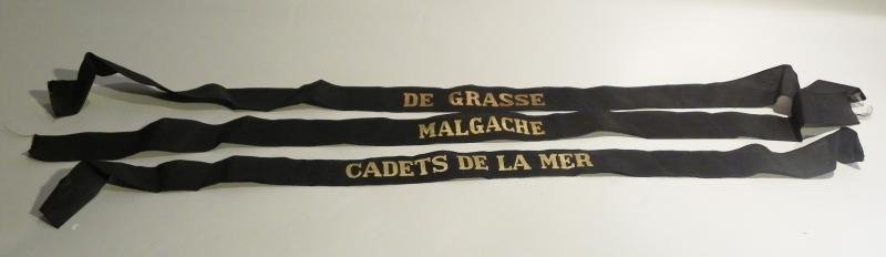 3 Vintage French Navy Cap Tally's. — image 2