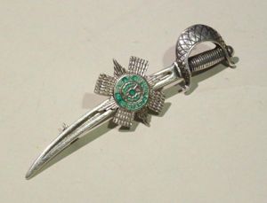 1920's Sterling Silver Scots Guards Sabre Sweetheart Brooch