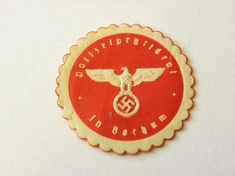WW2 Era German Police Embossed Paper Stamp. — image 2