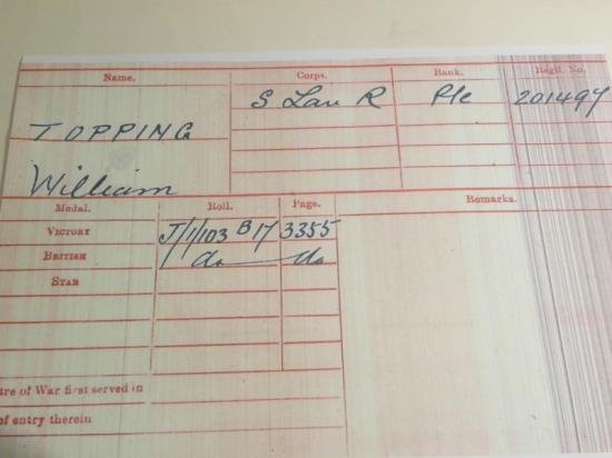 WW1 British War Medal to Topping South Lancashire Reg — image 7