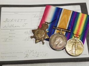 1914/15 Star Trio to Burnet Devon Regiment Served Salonika.