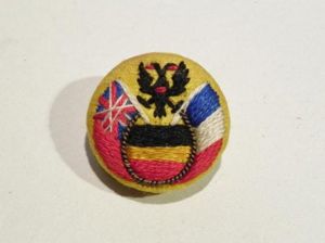 Rare WW1 Hand Sewn Flags of the Allies Excelsior Button